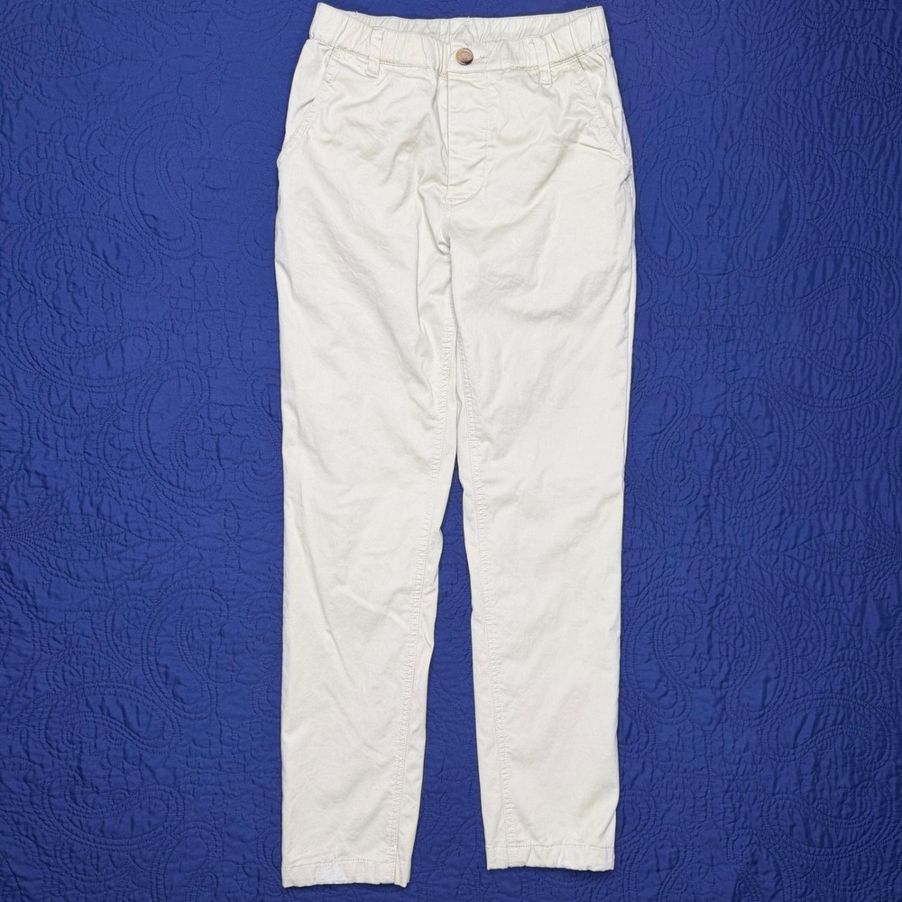 WOOF Clothing Chino Pants Men XS Tan Elastic Waist Button Fly Mesh Lined Read